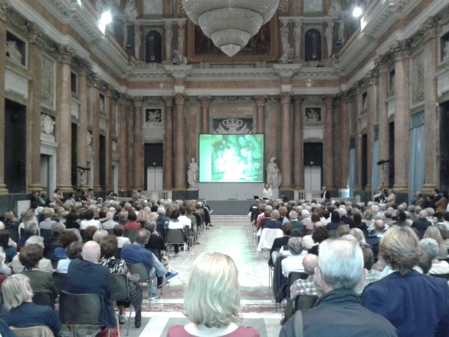 un momento della conferenza su Cèzanne nel salone del maggior consiglio