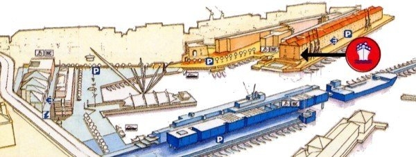 localizzazione della biblioteca De Amicis nella piantina del Porto Antico