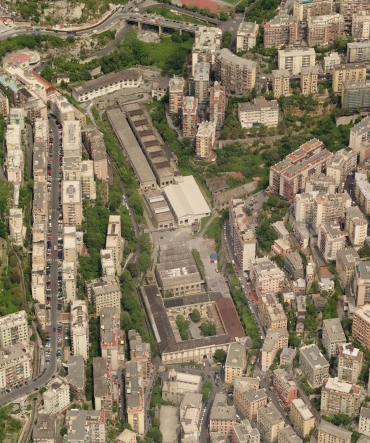 veduta aerea dell'area con al centro l'ex caserma