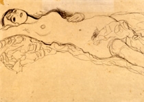 Klimt - Nudo di donna a carboncino