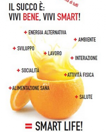 arancia dalla quale sprizzano le parole chiave dello smart life