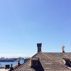 cielo e mare, tetti con gabbiano