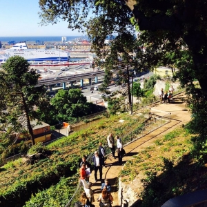 giardini con giornalisti visti dall'alto