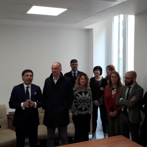 da sinistra Marco Doria, Franco Floris, Italo Porcile e una parte dello staff