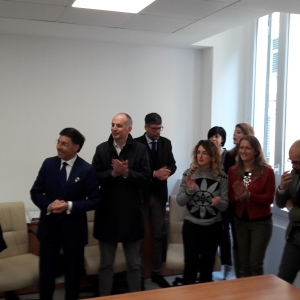 da sinistra Marco Doria, Franco Floris, Italo Porcile e una parte dello staff
